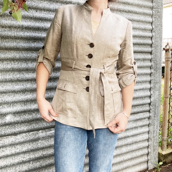 Calvin Klein Herringbone Belted Jacket - Picture 6 of 9